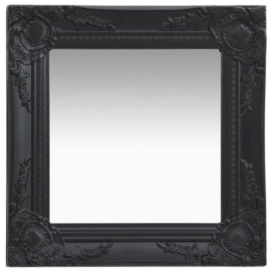 Vidaxl Espejo De Pared Estilo Barroco Negro 40x40 Cm