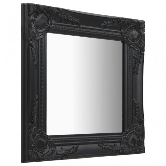 Vidaxl Espejo De Pared Estilo Barroco Negro 40x40 Cm