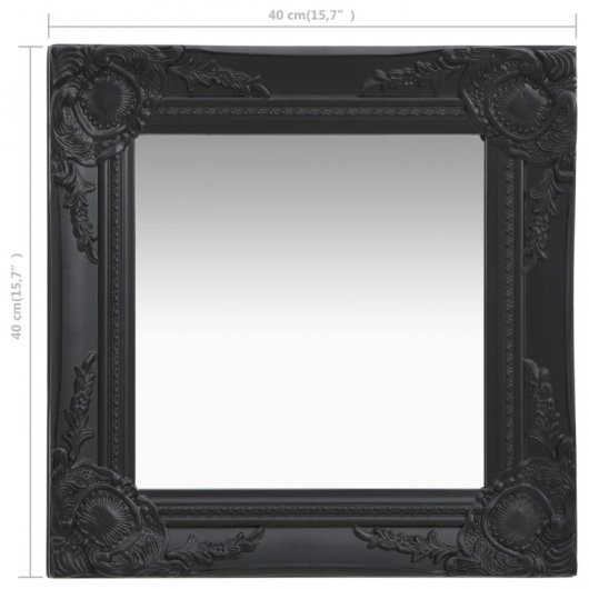 Vidaxl Espejo De Pared Estilo Barroco Negro 40x40 Cm