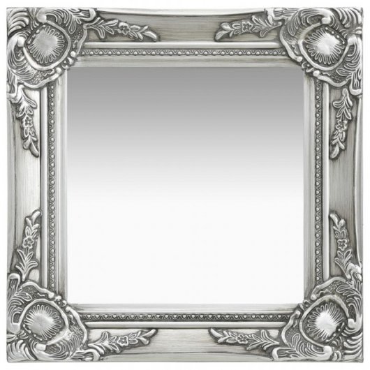 Vidaxl Espejo De Pared Estilo Barroco Plateado 40x40 Cm