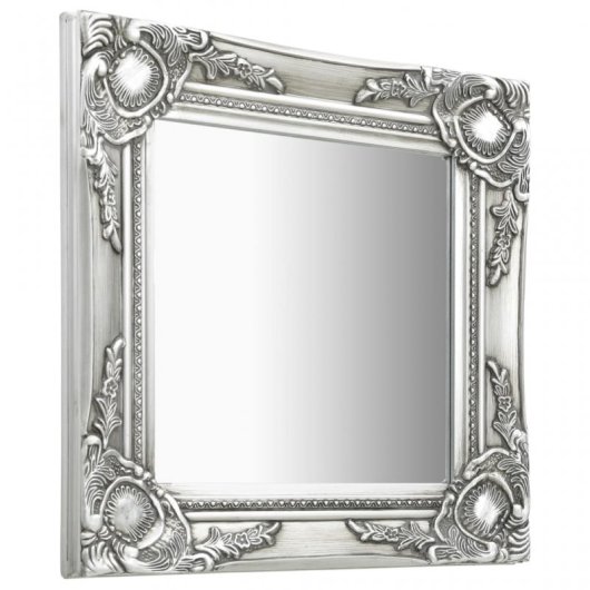 Vidaxl Espejo De Pared Estilo Barroco Plateado 40x40 Cm