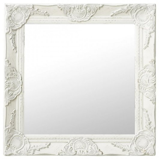Vidaxl Espejo De Pared Estilo Barroco Blanco 50x50 Cm