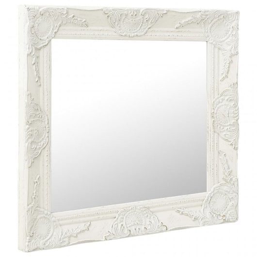 Vidaxl Espejo De Pared Estilo Barroco Blanco 50x50 Cm