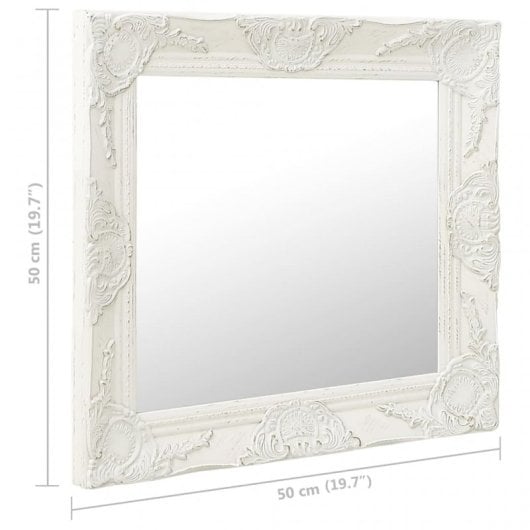 Vidaxl Espejo De Pared Estilo Barroco Blanco 50x50 Cm
