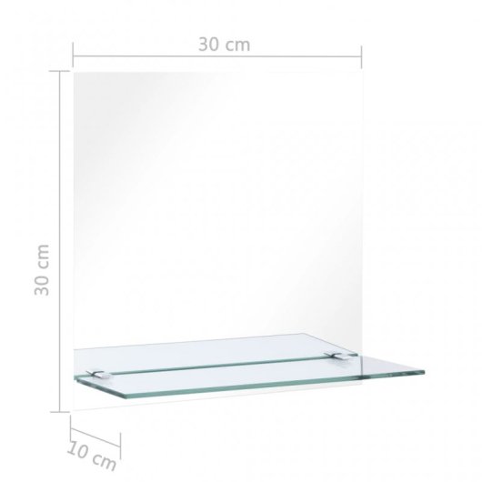 Vidaxl Espejo De Pared Con Estante De Vidrio Templado 30x30 Cm