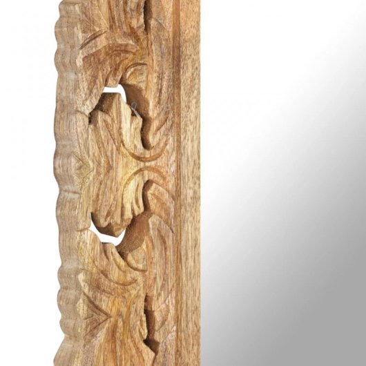 Vidaxl Espejo Tallado A Mano Marrón 80x50 Cm Madera Maciza De Mango