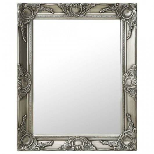 Vidaxl Espejo De Pared Estilo Barroco Plateado 50x60 Cm