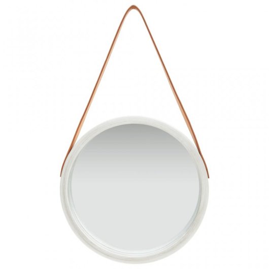Vidaxl Espejo De Pared Con Correa Plateado 40 Cm