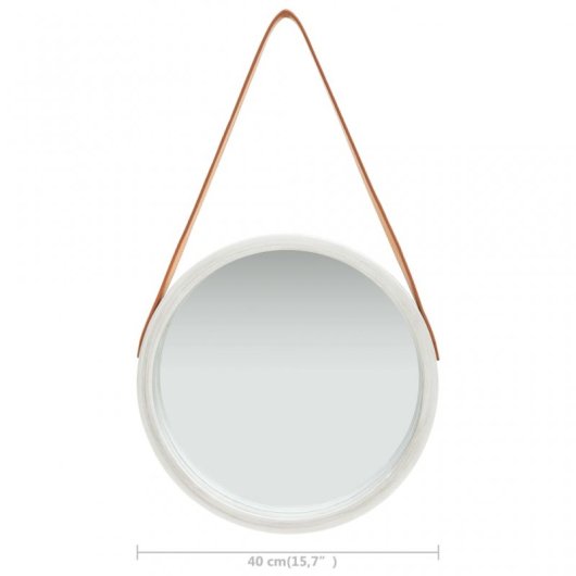 Vidaxl Espejo De Pared Con Correa Plateado 40 Cm
