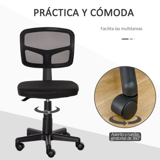 Vinsetto Silla Oficina Ergonómica Giratoria Altura Ajustable Negra