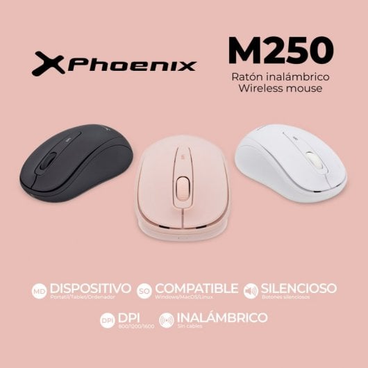 Mouse wireless Phoenix M250 1600 DPI Bianco