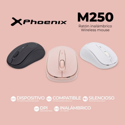 Phoenix M250 Rato Sem Fios 1600 DPI Rosa