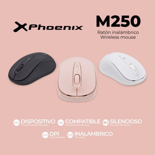 Mouse wireless Phoenix M250 1600 DPI Rosa