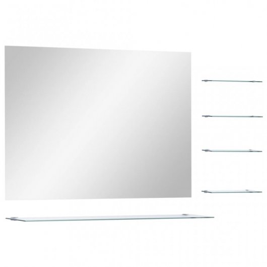 Vidaxl Espejo De Pared Con 5 Estantes Plateado 80x60 Cm