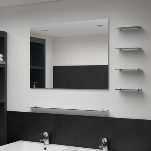 Vidaxl Espejo De Pared Con 5 Estantes Plateado 80x60 Cm