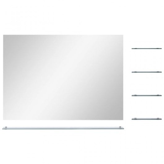 Vidaxl Espejo De Pared Con 5 Estantes Plateado 80x60 Cm