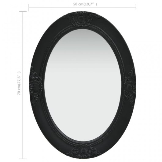 Vidaxl Espejo De Pared Estilo Barroco Negro 50x70 Cm