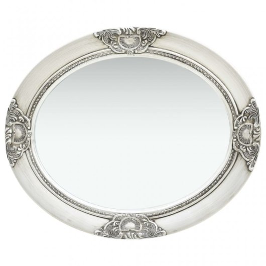 Vidaxl Espejo De Pared Estilo Barroco Plateado 50x60 Cm Plata Plata-50x60