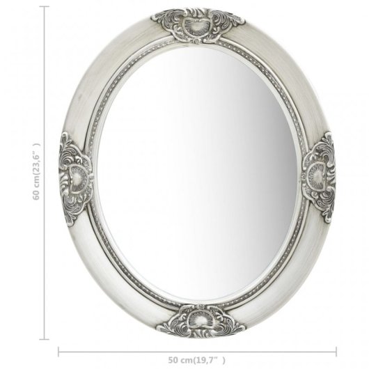 Vidaxl Espejo De Pared Estilo Barroco Plateado 50x60 Cm Plata Plata-50x60