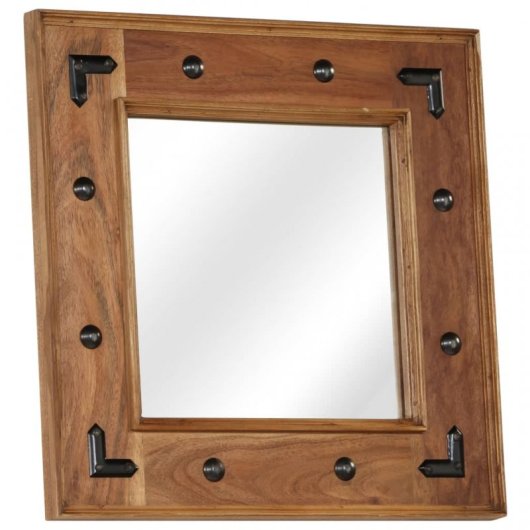 Vidaxl Espejo De Madera Maciza De Acacia 50x50 Cm