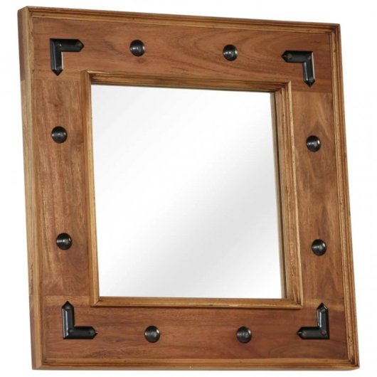 Vidaxl Espejo De Madera Maciza De Acacia 50x50 Cm