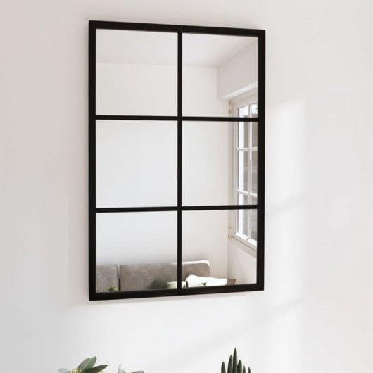 Vidaxl Espejo De Pared Metal Negro 60x40 Cm