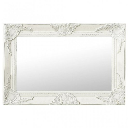 Vidaxl Espejo De Pared Estilo Barroco Blanco 60x40 Cm