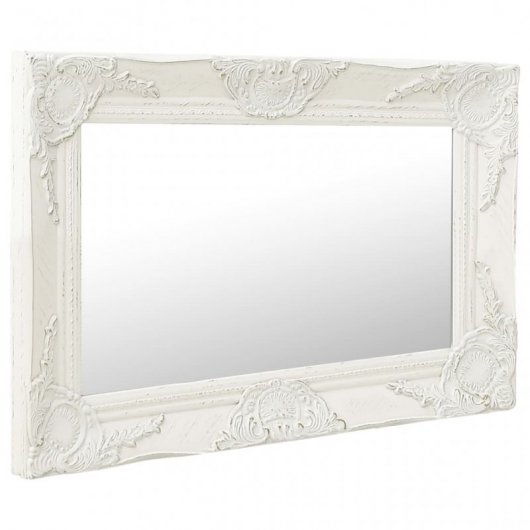 Vidaxl Espejo De Pared Estilo Barroco Blanco 60x40 Cm