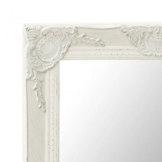 Vidaxl Espejo De Pared Estilo Barroco Blanco 60x40 Cm