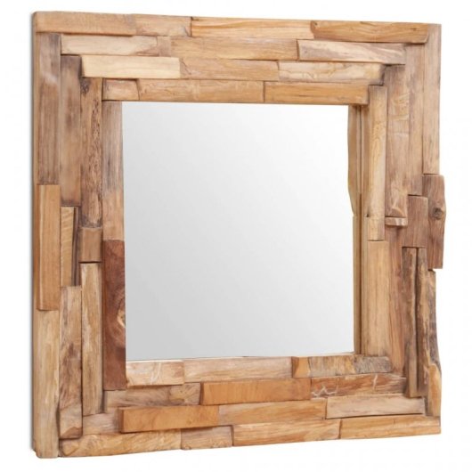 Vidaxl Espejo Decorativo De Teca 60x60 Cm Cuadrado