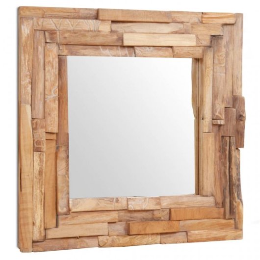 Vidaxl Espejo Decorativo De Teca 60x60 Cm Cuadrado