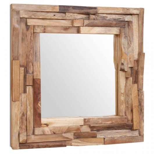 Vidaxl Espejo Decorativo De Teca 60x60 Cm Cuadrado