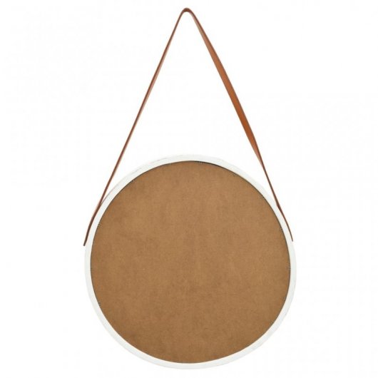 Vidaxl Espejo De Pared Con Correa Blanco 50 Cm
