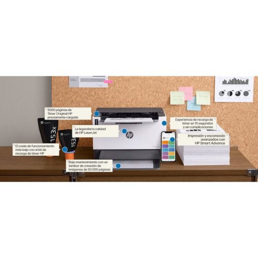HP LaserJet Imprimante Tank 1504w, Noir et blanc, Imprimante pour Entreprises, Imprimer, Format compact; Éco-énergétique; Wi-Fi double fréquence