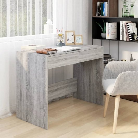 VidaXL Bureau en aggloméré gris Sonoma 101x50x76,5cm