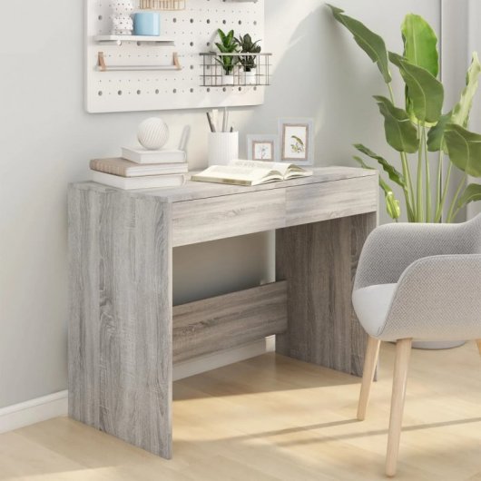 VidaXL Bureau en aggloméré gris Sonoma 101x50x76,5cm
