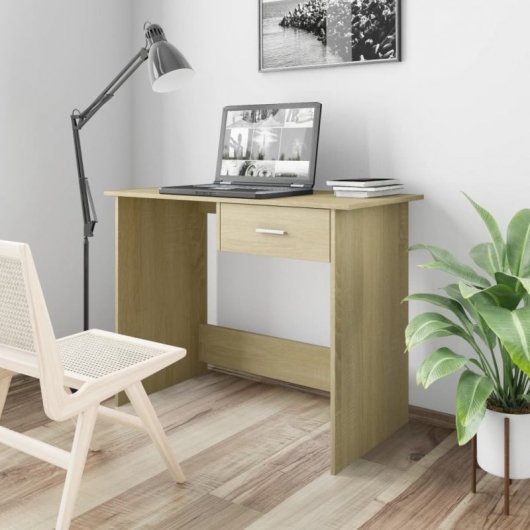 VidaXL Bureau en aggloméré de chêne Sonoma 100x50x76cm