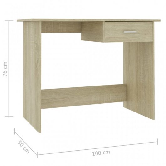 VidaXL Bureau en aggloméré de chêne Sonoma 100x50x76cm