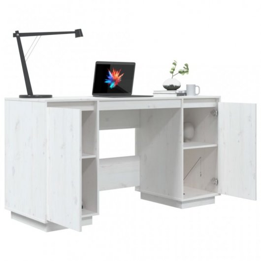 VidaXL Escrivaninha em madeira maciça de pinho branco 140x50x75cm