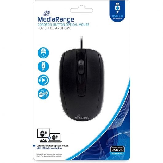Mouse ottico Mediarange MROS211 1000 DPI Nero