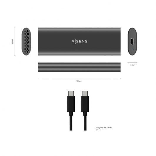 Aisens ASM2-015GR Boîtier externe pour disque SSD M.2 SATA/NVMe USB-C