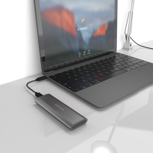 Aisens ASM2-015GR Boîtier externe pour disque SSD M.2 SATA/NVMe USB-C