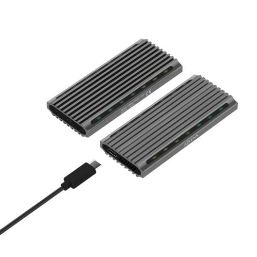 Aisens ASM2-RGB011GR Caja Externa para Disco Duro SSD M.2 SATA/NVMe USB-C