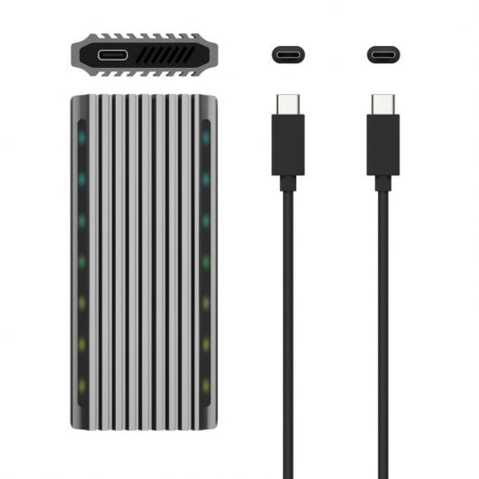 Aisens ASM2-RGB011GR Caja Externa para Disco Duro SSD M.2 SATA/NVMe USB-C
