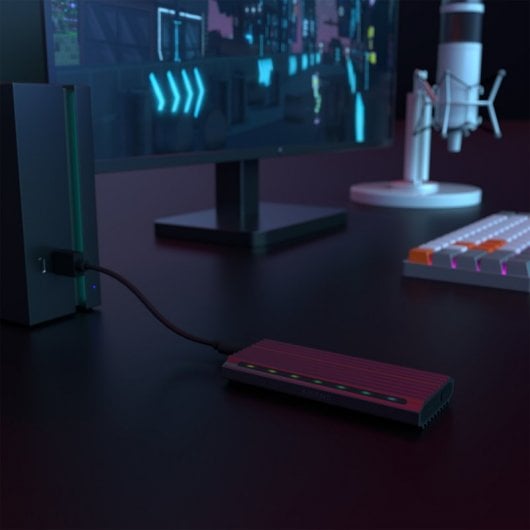 Aisens ASM2-RGB011GR Caja Externa para Disco Duro SSD M.2 SATA/NVMe USB-C