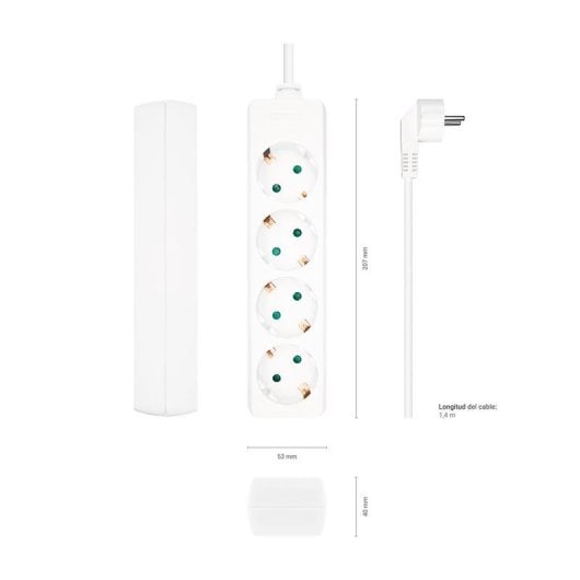 Multiprise Aisens A154-0533 4 Prises Protection Enfant Câble 1,4 m