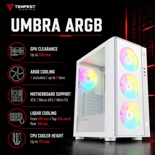 Tempest Umbra RGB Tower ATX Bianco