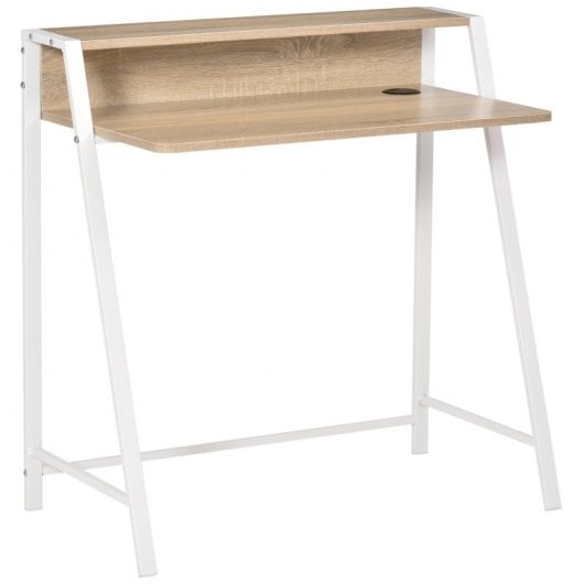 Homcom Escritorio para Ordenador con Encimera Roble/Blanco 84x45x85cm