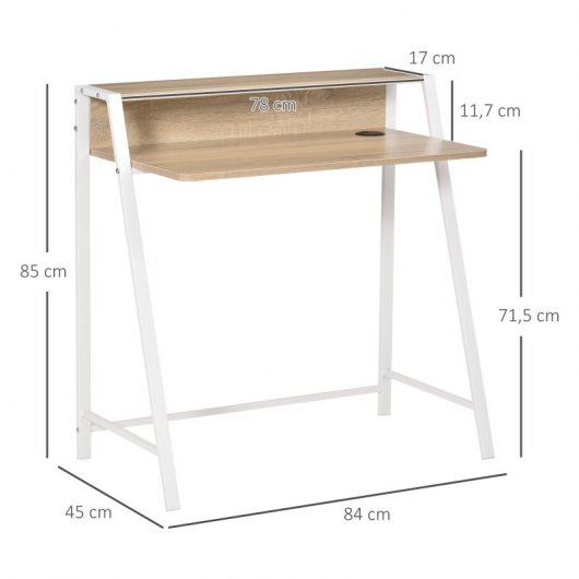 Homcom Escritorio para Ordenador con Encimera Roble/Blanco 84x45x85cm