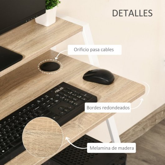 Homcom Escritorio para Ordenador con Encimera Roble/Blanco 84x45x85cm